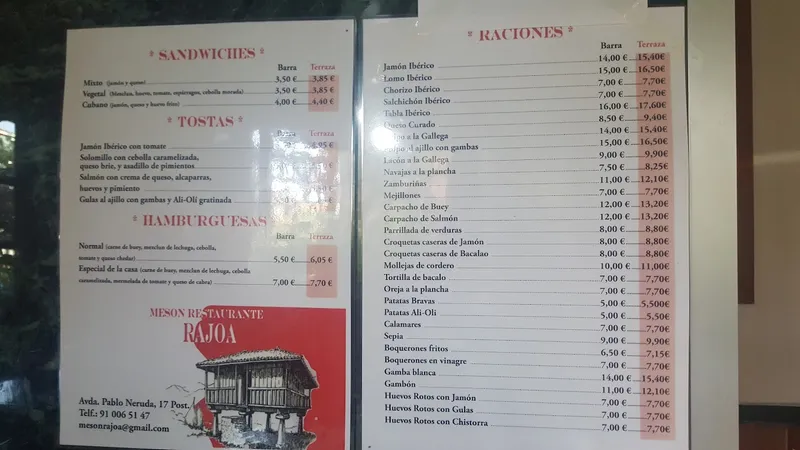 menu 0 of Mesón Rajoa