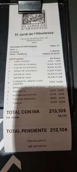 menu 2 of El Jardí de l´Abadessa