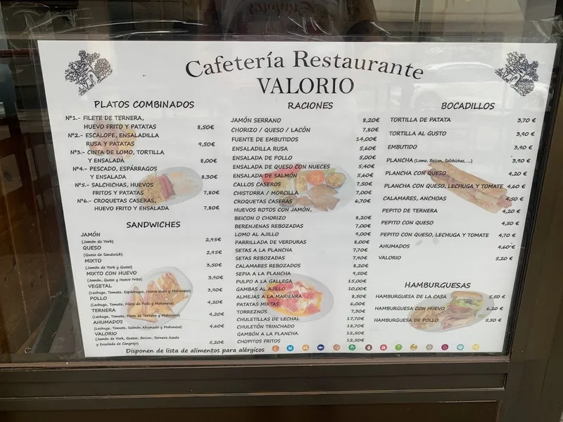 menu 1 of Cafetería Restaurante Valorio