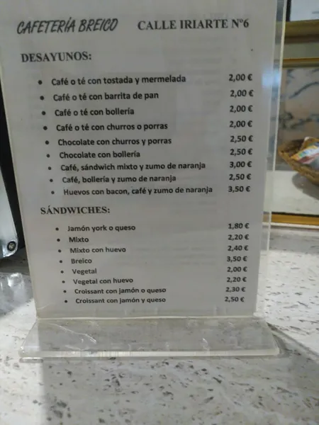 menu 0 of Cafetería Breico