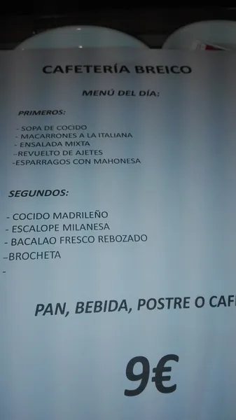 menu 1 of Cafetería Breico