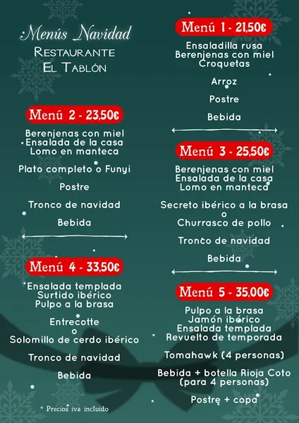 menu 1 of Restaurante el Tablón