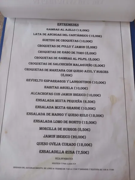 menu 0 of Restaurante Ruiseñor