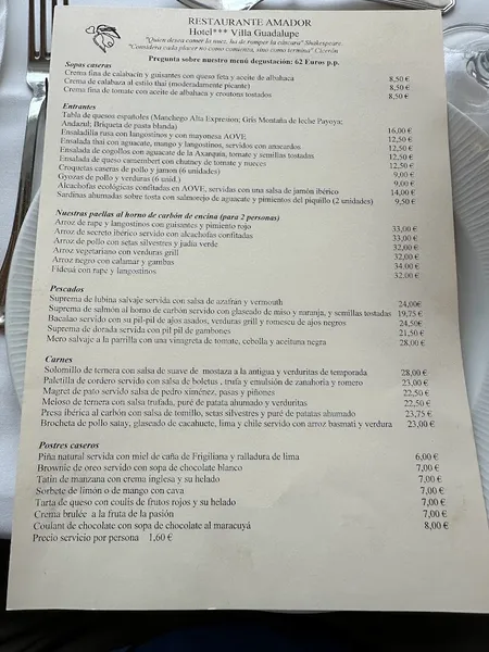 menu 1 of Restaurante Amador