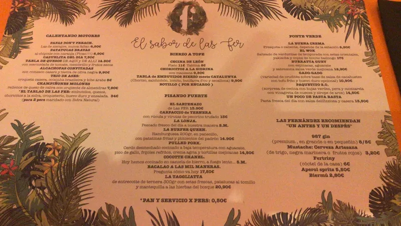 menu 1 of Las Fernández