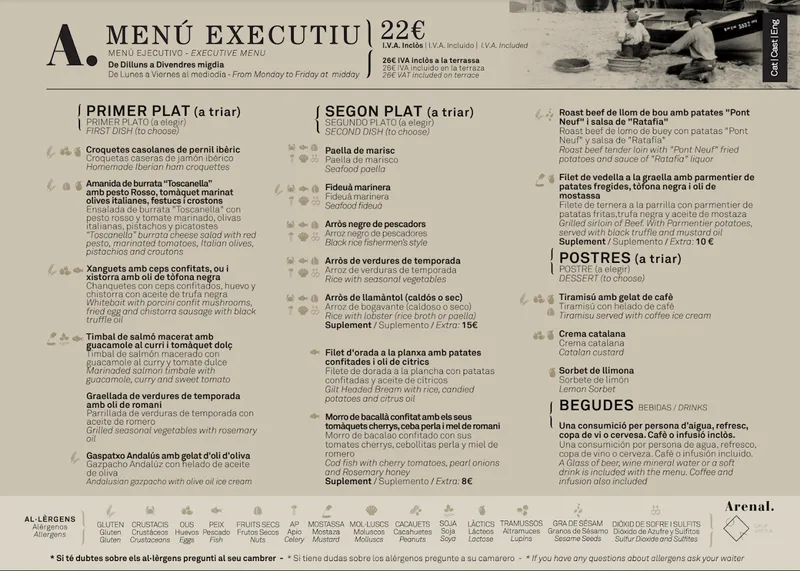 menu 0 of Arenal Restaurante