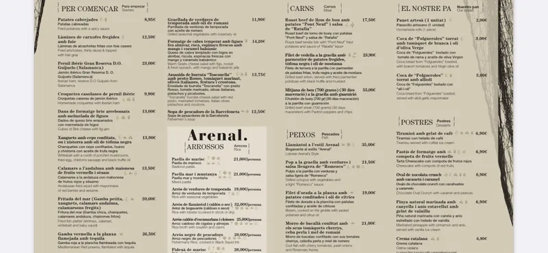 menu 2 of Arenal Restaurante