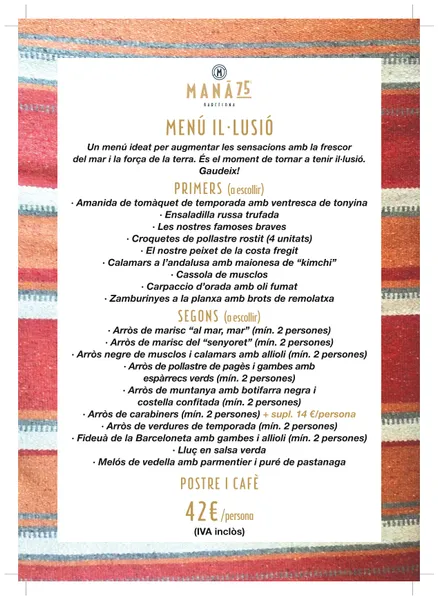 menu 1 of MANÁ 75