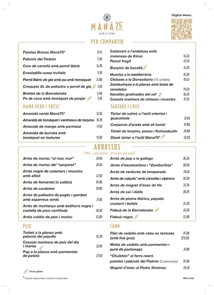 menu 2 of MANÁ 75