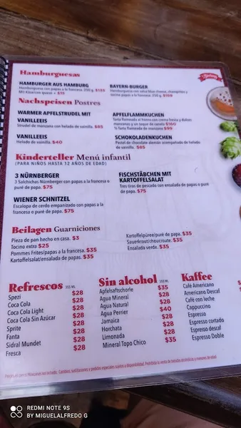 menu 0 of La Bierhaus