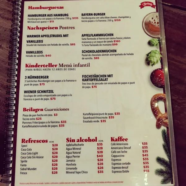 menu 0 of La Bierhaus