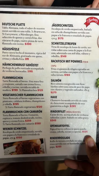 menu 1 of La Bierhaus