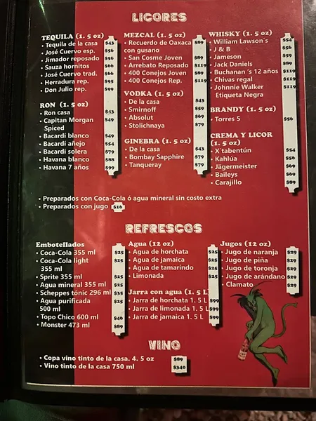 menu 0 of Mayan Pub
