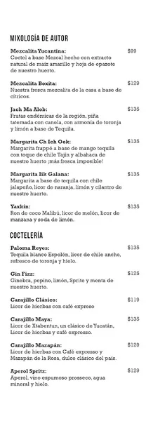 menu 0 of La Yucantina