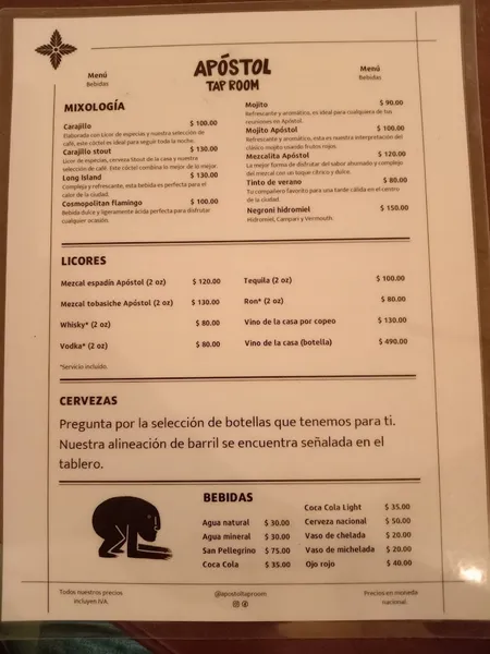 menu 0 of Apóstol Tap Room