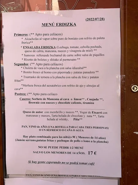 menu 2 of Erdizka Taberna
