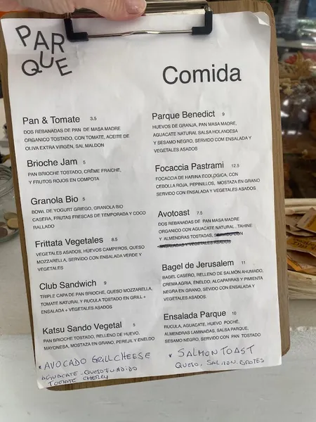 menu 0 of Parque Café