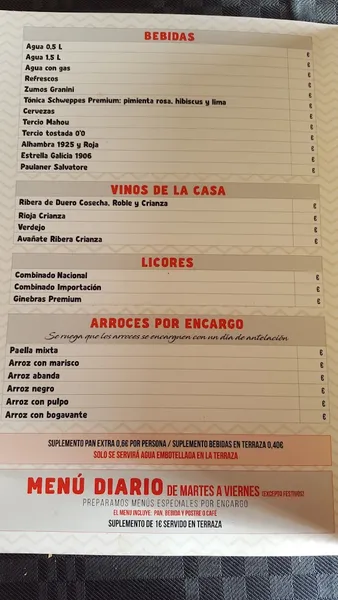 menu 0 of Bar La Suerte