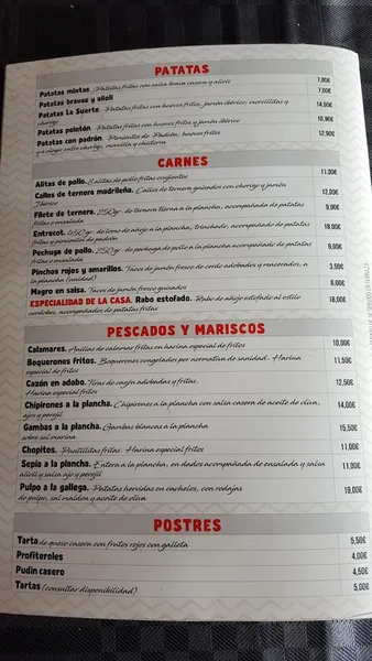 menu 2 of Bar La Suerte