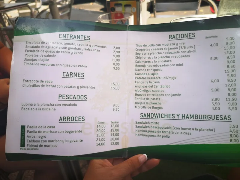 menu 0 of Bar El Paraíso