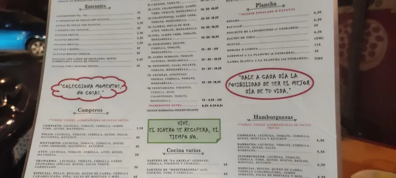 menu 1 of La esquinilla Malagueña