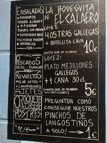 menu 1 of La Bodeguita De El Calaero