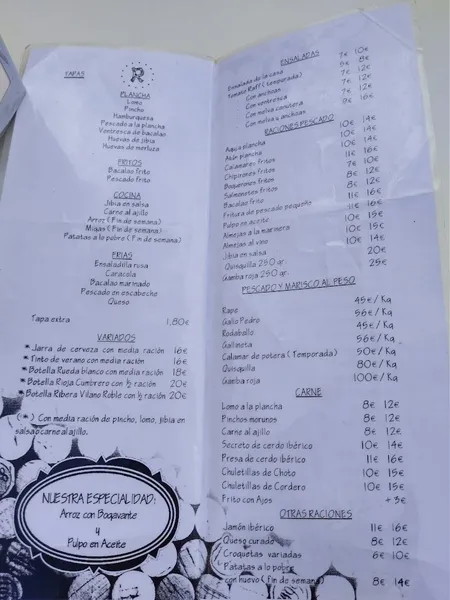 menu 0 of Bar Rodríguez