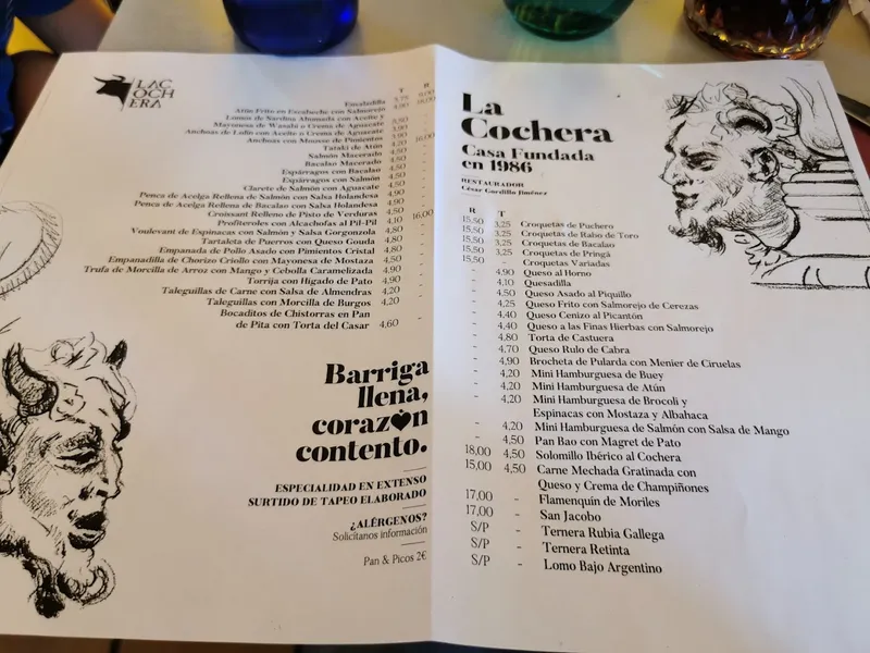 menu 1 of Bar La Cochera