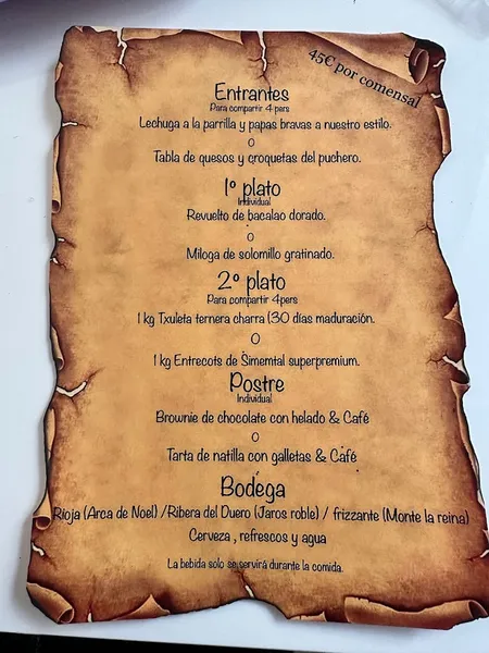 menu 0 of Restaurante Gianni Tapas