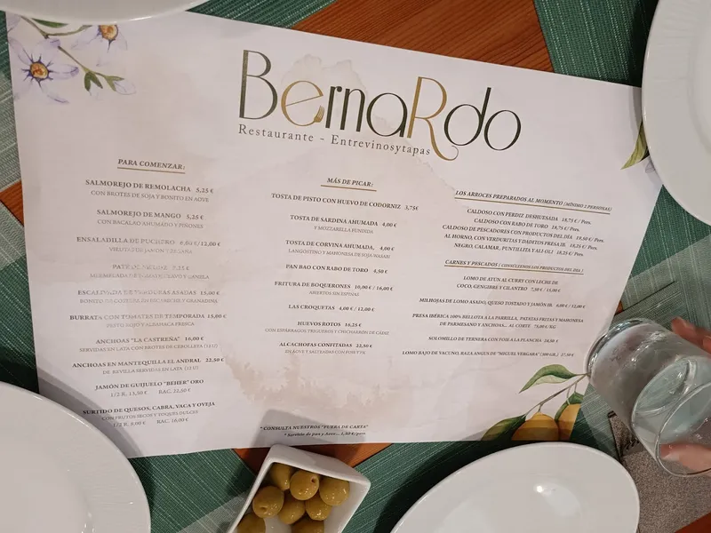 menu 0 of Restaurante El rincón de Bernardo