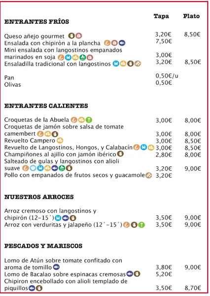 menu 0 of Bar La Cuestecilla