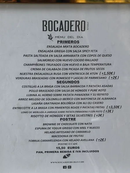 menu 2 of Bocadero Restaurant