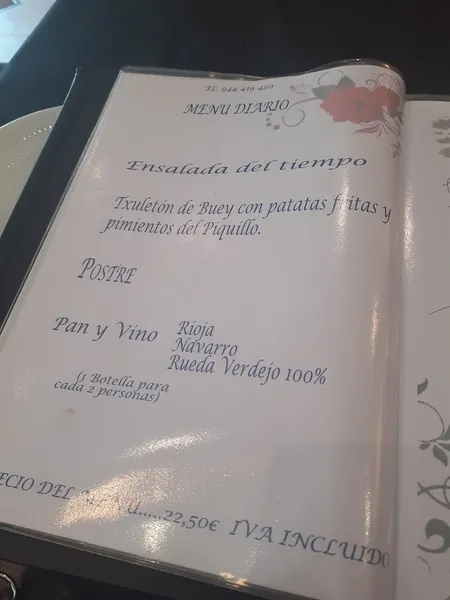 menu 1 of Capricho de Bilbao