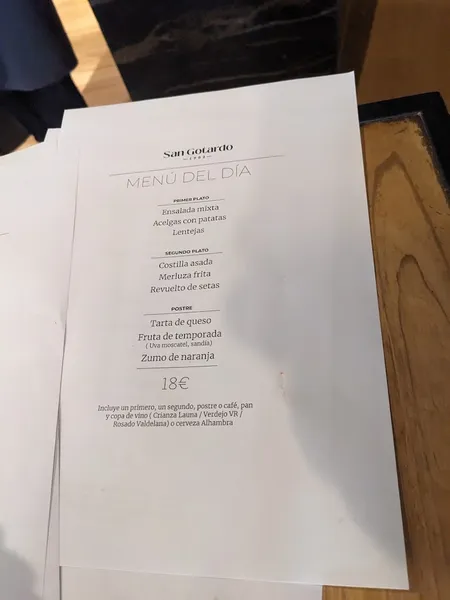 menu 1 of Restaurante San Gotardo