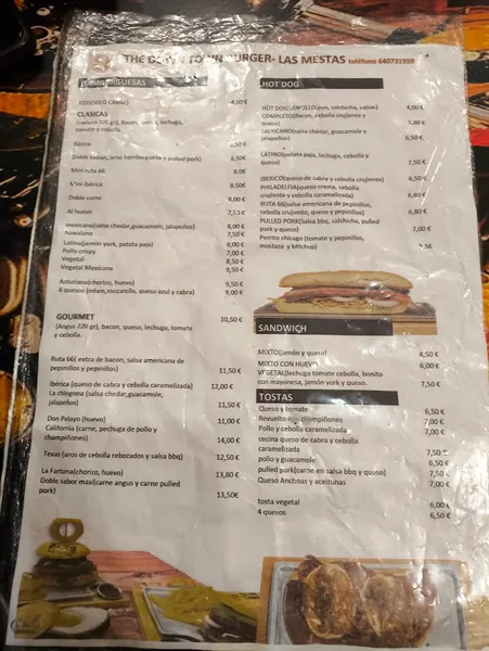 menu 2 of The Down Town Burger- cafetería Las Mestas