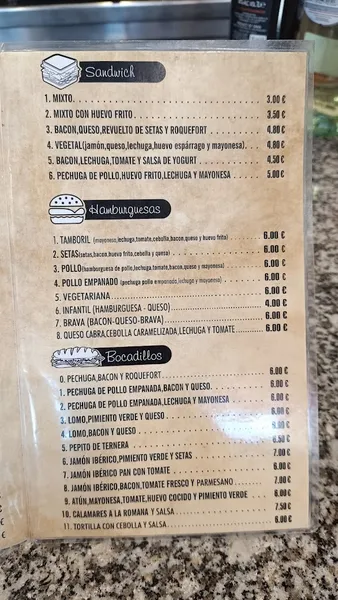 menu 1 of Bar restaurante El Tamboril de Alberto