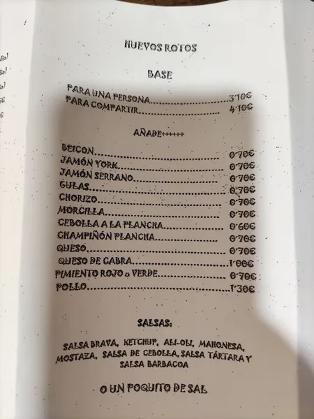 menu 0 of Bar Azalea