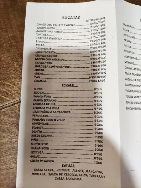 menu 1 of Bar Azalea