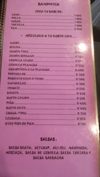 menu 2 of Bar Azalea