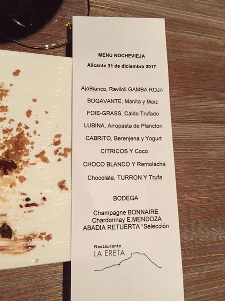 menu 1 of Restaurante La Ereta
