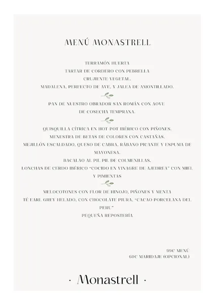 menu 0 of Restaurante Monastrell