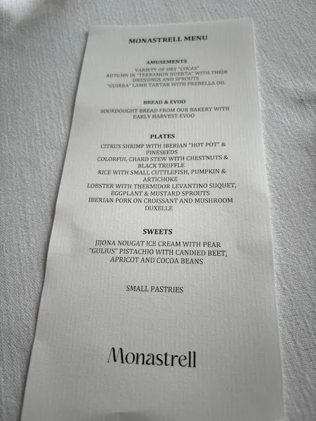 menu 2 of Restaurante Monastrell