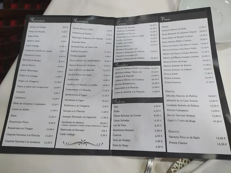 menu 0 of Pulpería Botafumeiro