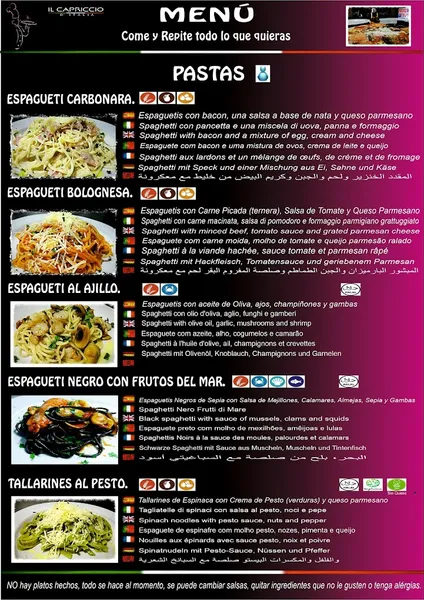 menu 0 of Il Capriccio d' Italia