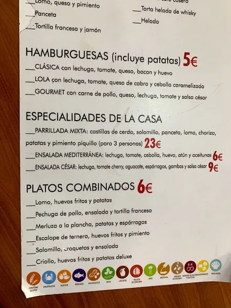 menu 0 of Café de Lola