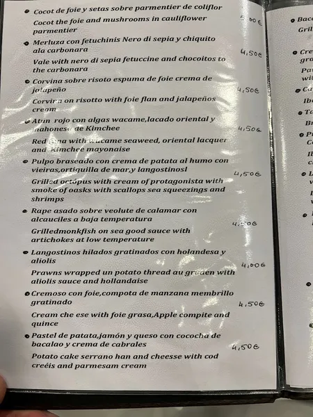 menu 0 of Bar Yebra
