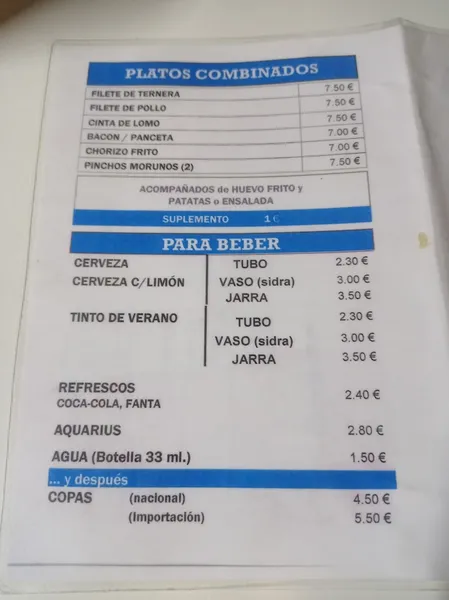 menu 0 of Cervecería La Zona