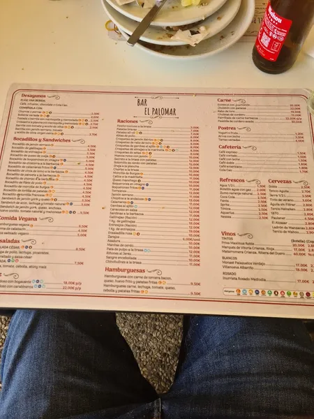 menu 1 of Bar El Palomar