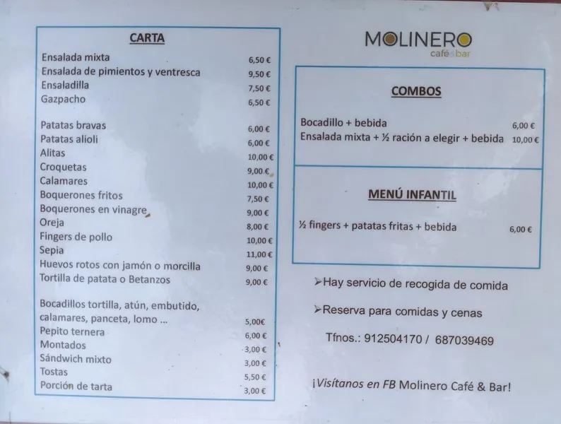 menu 2 of Café Bar Molinero