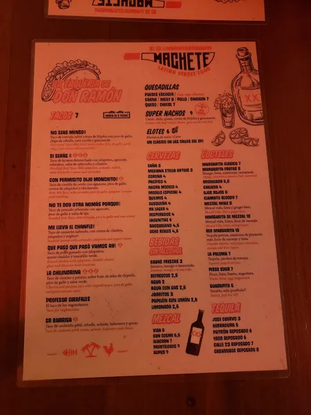 menu 1 of Machete